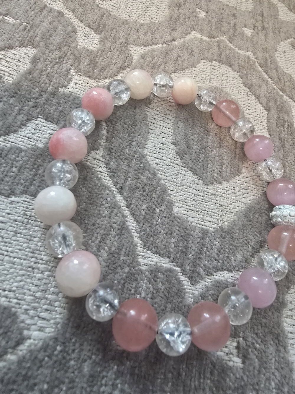 Pink and Clear Beaded Stretch Bracelet - Women Jewelry